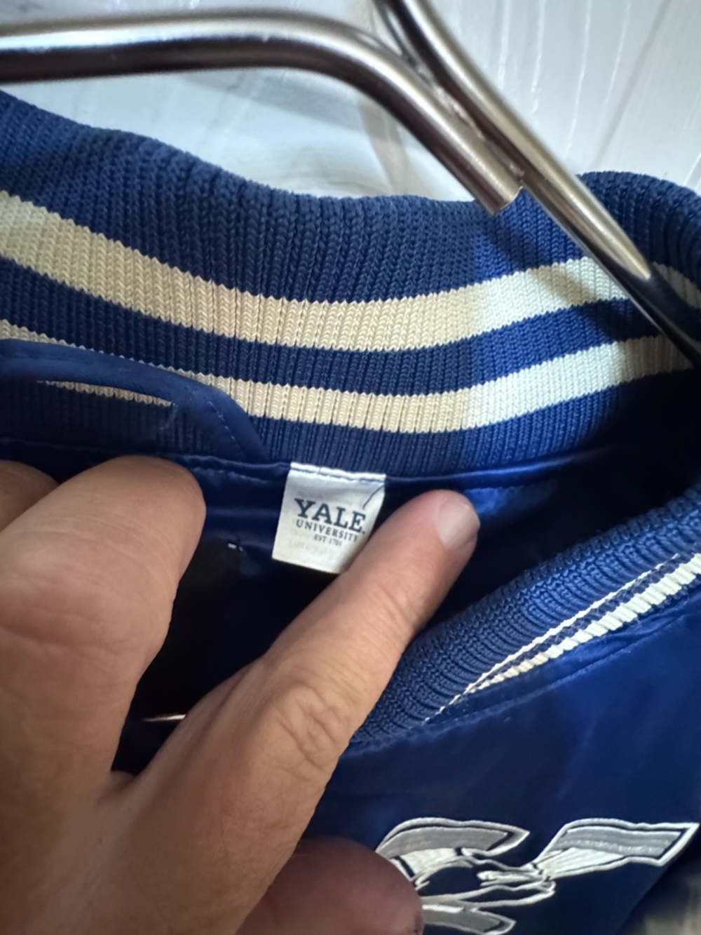 Retro High End University of YALE Blue Satin Letterman Jacket Men’s XL H&M - Picture 7 of 7